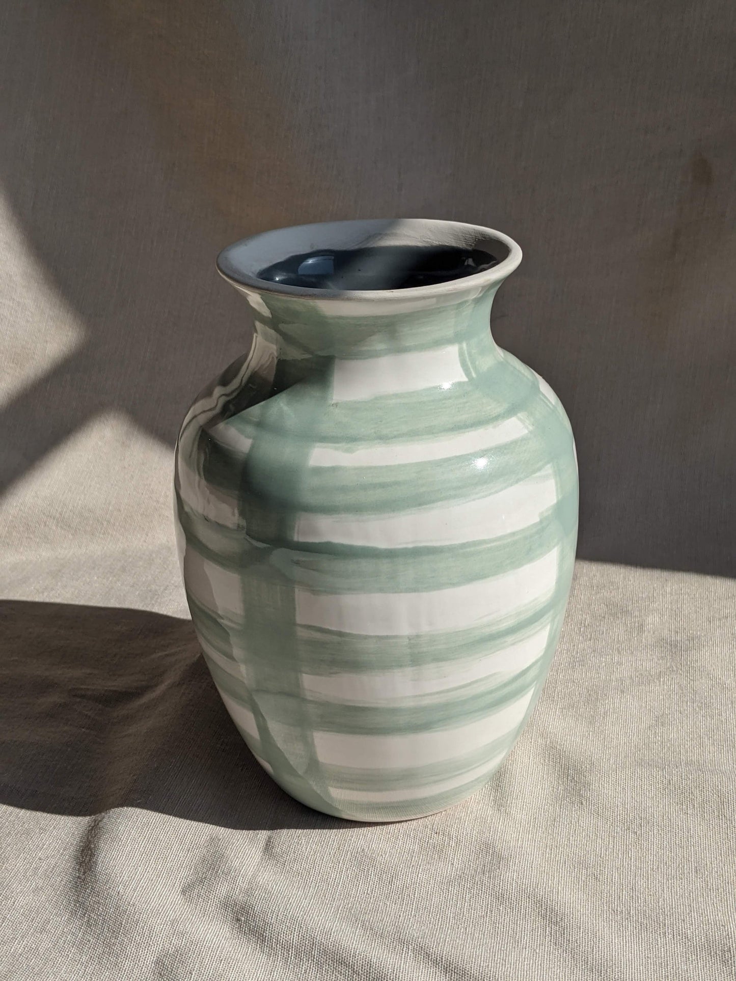 Watercolor Plaid Vase Sage Green