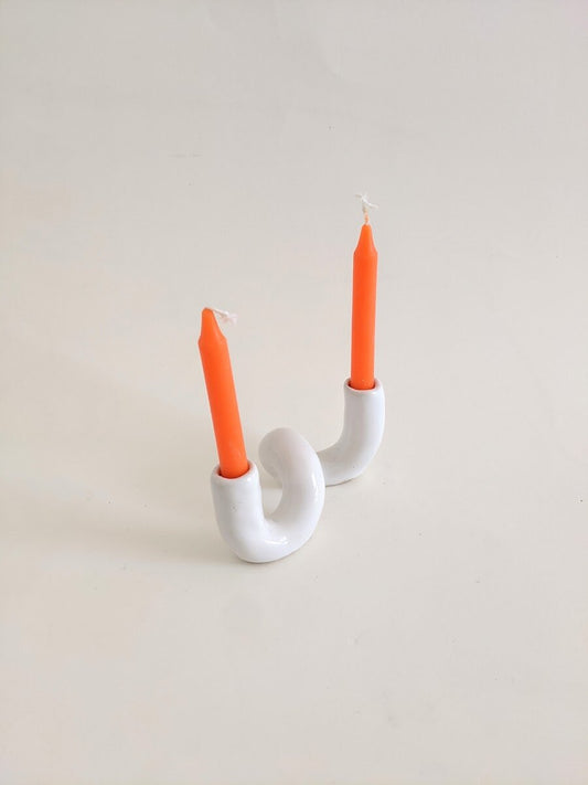 Noodle Candle Holder - White