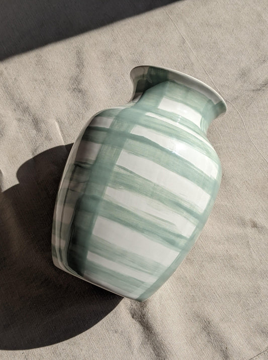Watercolor Plaid Vase Sage Green