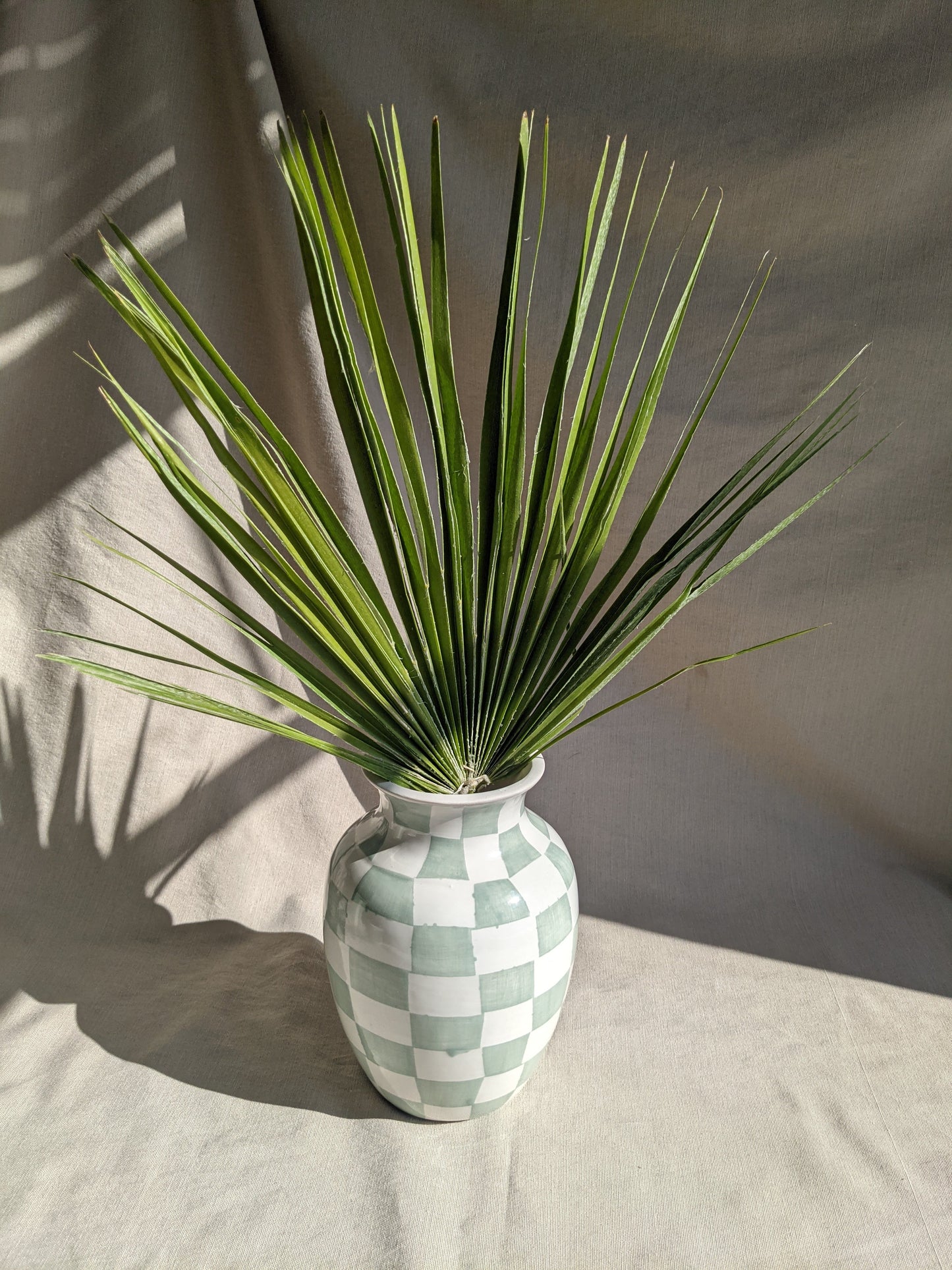 Checkered Vase Sage Green